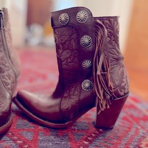 Leather fringe booties size 6 - worn once